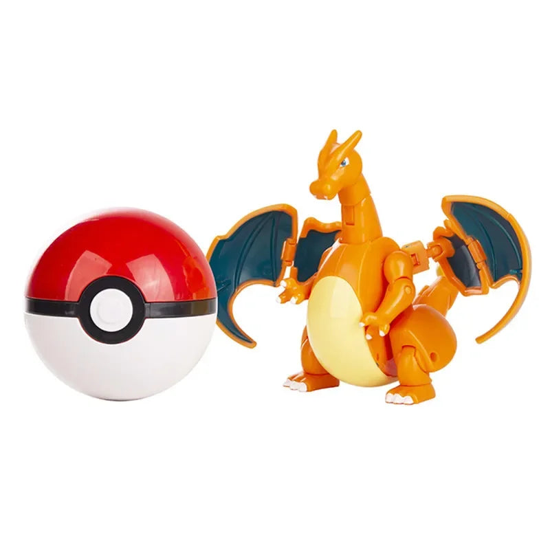 New Pokémon Action Figures – Pikachu, Charizard & Greninja Pocket Monster Poké Ball Deformation Toys for Kids Birthday Gifts