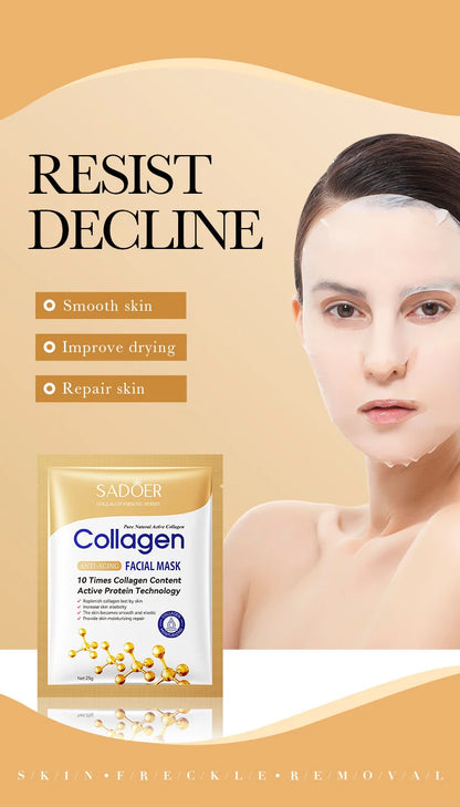 10PCS Collagen Anti-Wrinkle Facial Masks – Korean Skincare for Anti-Aging, Firming, Moisturizing & Brightening