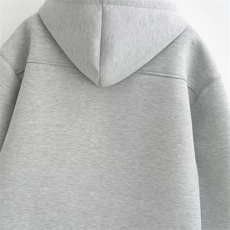 Oversized Unisex Zipper Hoodie - Women's Winter Loose Sweatshirt with Double Pockets