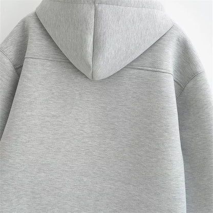 Oversized Unisex Zipper Hoodie - Women's Winter Loose Sweatshirt with Double Pockets