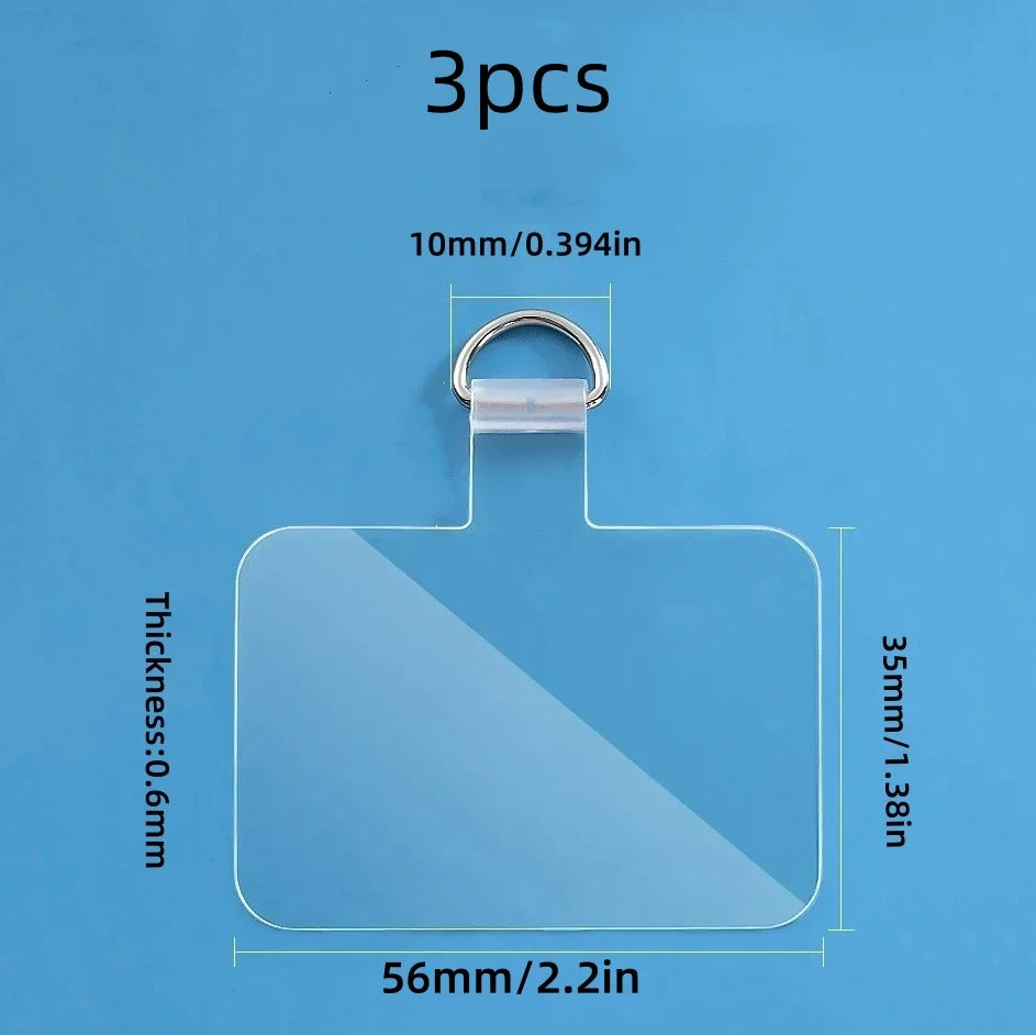 Transparent Phone Anti-Lost Lanyard Card – 1/3/5/10PCS TPU Universal Tether Tab with Loop Hole, Strap Patch & Cord Clip Gasket