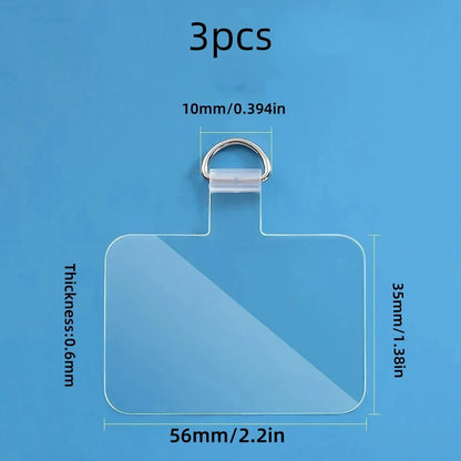 Transparent Phone Anti-Lost Lanyard Card – 1/3/5/10PCS TPU Universal Tether Tab with Loop Hole, Strap Patch & Cord Clip Gasket