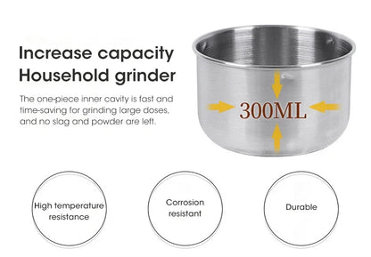 Mini Electric Grinder 300ml – Ultrafine Pulverizer for Baby Food, Coffee, Spices & Grains with 2/4 Blades