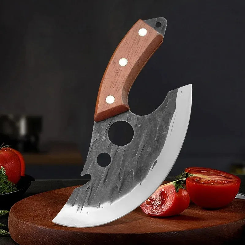 Multifunctional Stainless Steel Kitchen Knife - Forged Meat Cleaver Boning Knife with Bottle Opener and Protective Cover