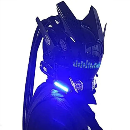 JAUPTO Punk Mask Cosplay for Men – Bluetooth APP Techwear Mask with LED Lamp, Futuristic Halloween Costume Accessory