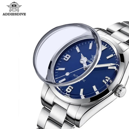 ADDIESDIVE Luxury Men’s Automatic Watch — BGW9 Luminous Bubble Mirror, Sapphire Glass, 100M Waterproof Steel Analog Timepiece