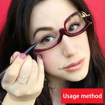 Rotating Magnifying Makeup Reading Glasses - Anti-Blue Light Presbyopic Eyeglasses with Diopter Options +1.0 +1.5 +2.0 To +4.0 for Precision Make-Up
