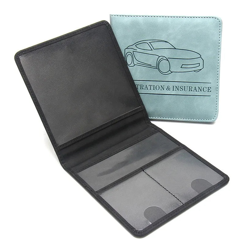 Car Registration & Insurance Holder – Leather Driving License Cover, Auto Documents Storage Bag & Credit Card Holder