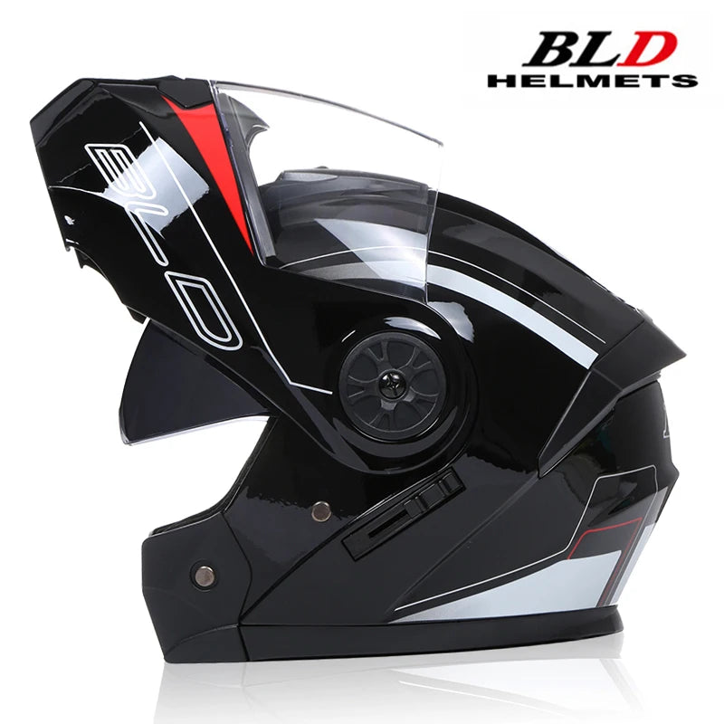 BLD Personalized Full Face Motorcycle Helmet – Dual Lens Modular Flip-Up Casco Moto for Men & Women