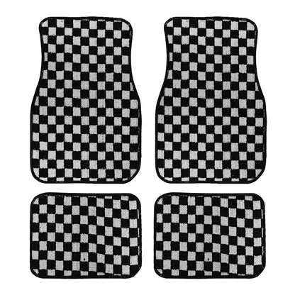 4PCS Dadu Dice Car Floor Mats - Checkered Anti-Slip Carpet Foot Pad Set