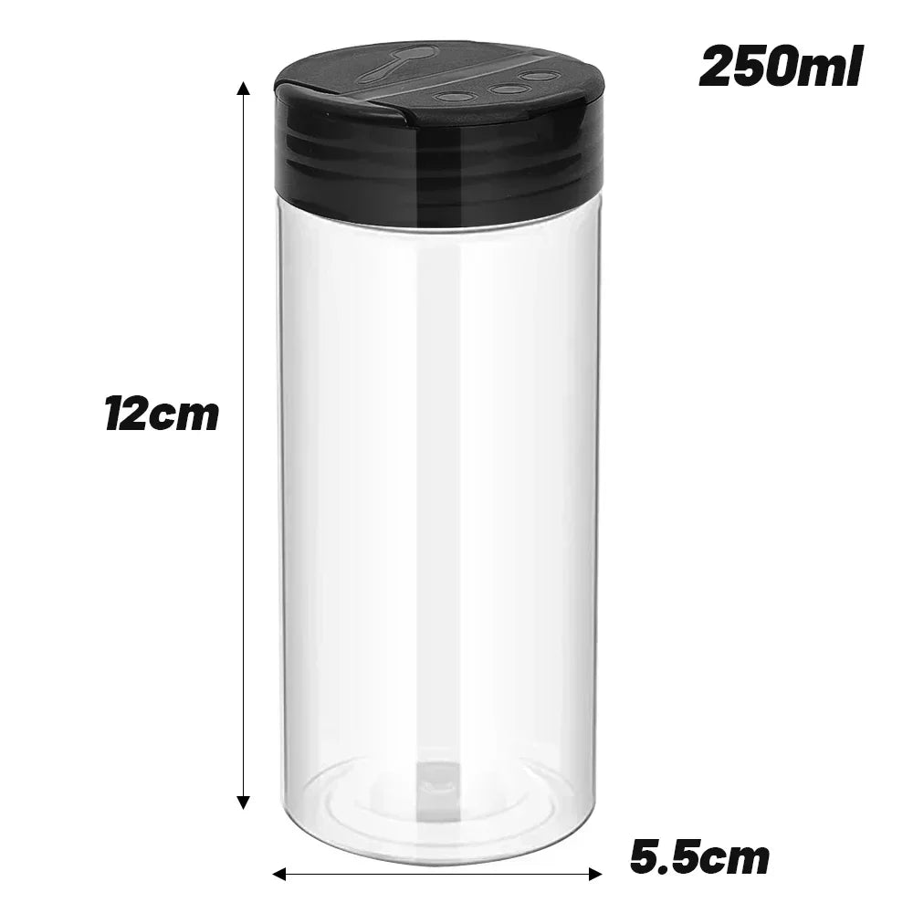 1/12x Plastic Spice Jars with Shaker Lids – Transparent Safety Bottles for Kitchen Storage