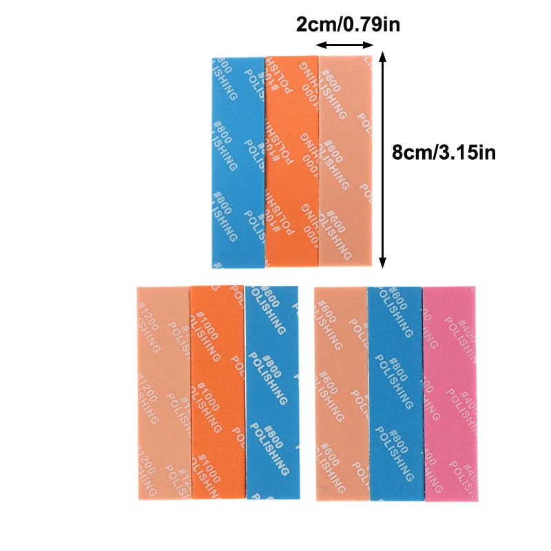 9PCS Model Building Sanding Stick Set MS-E400–1200 – Semi-Rigid Polishing Tools for Plastic Hobby Models