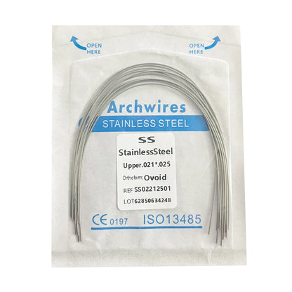 10PCS Dental Orthodontic Arch Wire Set - Stainless Steel Round & Rectangular Dentist Ovoid Form Material