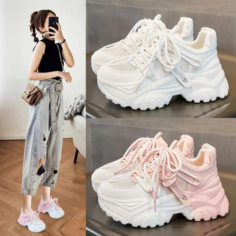 Women's Platform Sneakers - 2024 Spring Fashion Thick Sole Casual Shoes & Tennis Trainers