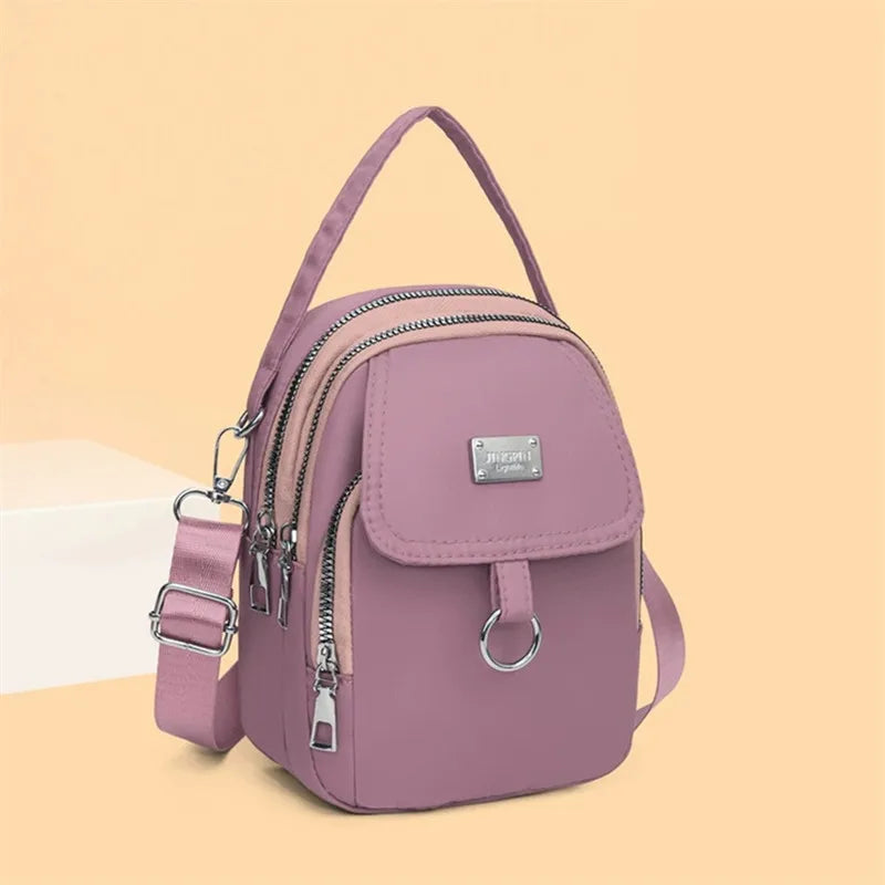 Lightweight Nylon Women’s Crossbody Bag – Casual Mini Shoulder Handbag with Multiple Zip Compartments, Tote Purse for Daily Use