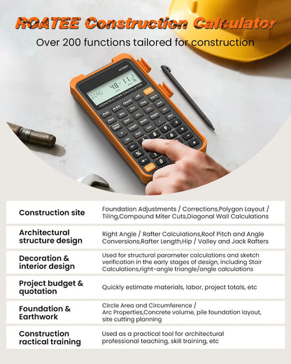 Construction Calculator with Writing Tablet – ROATEE Engineering & Industrial Pocket Contractor Calculator for Concrete, Building & Scientific Use
