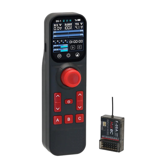 HOTRC DS-800 8CH 2.4GHz RC Transmitter & F-08A Receiver - Remote Control System for RC Cars & Boats