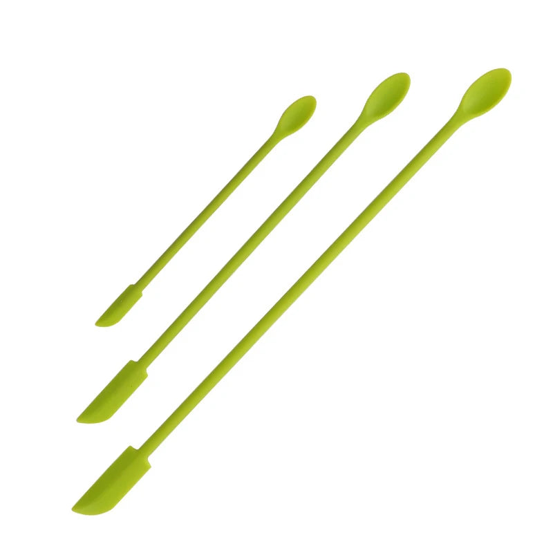 Silicone Mini Scraper Set for Cosmetics & Baking - Dual-End Spatula and Spoon, 3-Piece Bottle & Jam Scraper Kit