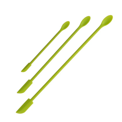 Silicone Mini Scraper Set for Cosmetics & Baking - Dual-End Spatula and Spoon, 3-Piece Bottle & Jam Scraper Kit