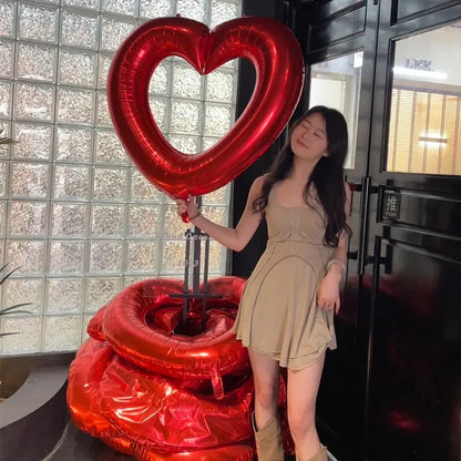 40-Inch Large Hollow Heart-Shaped Aluminum Foil Balloon – Wedding, Valentine’s Day & Birthday Party Decoration