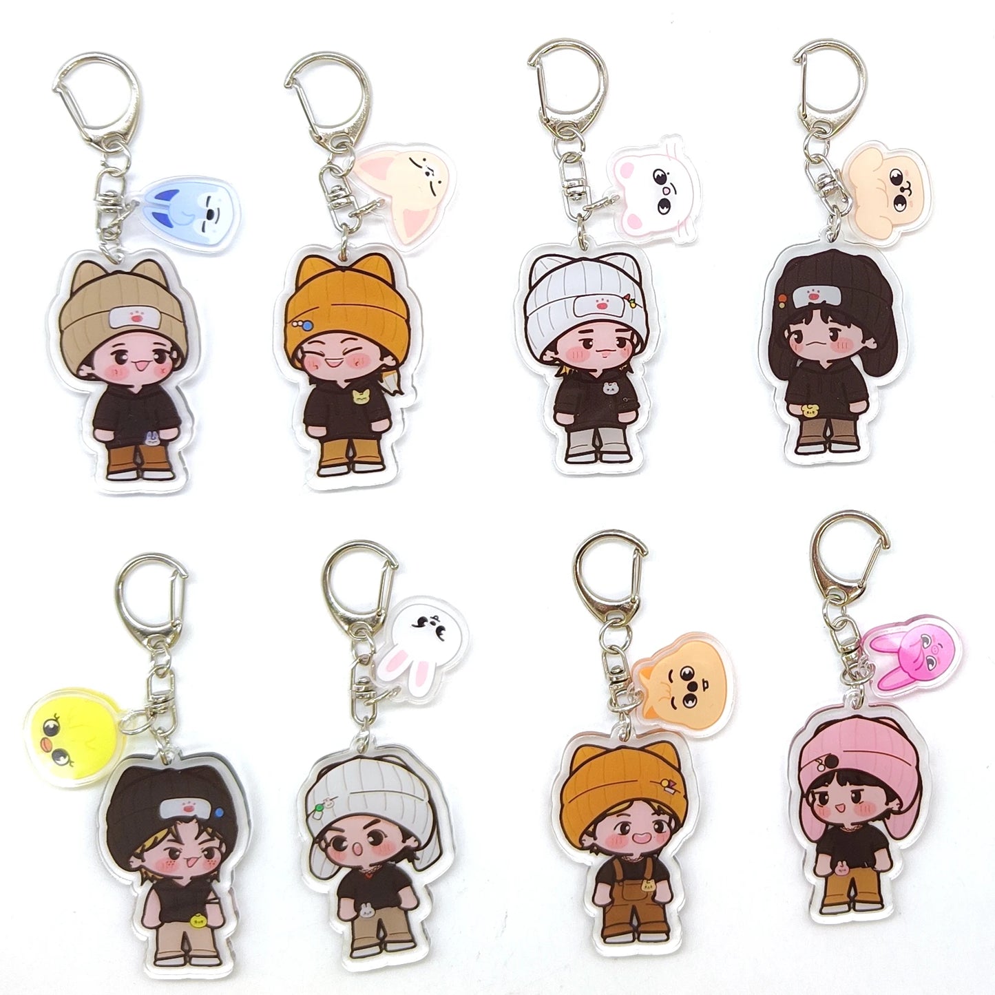 8pcs KPOP Acrylic Keychain Set — Cute Bag Pendants for Fans & Gifts