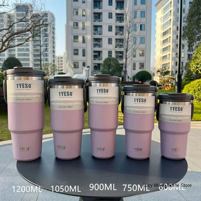 Tyeso Stainless Steel Coffee Cup Thermos – Double Layer Insulated Travel Mug Vacuum Flask for Hot & Cold Drinks, Car Water Bottle