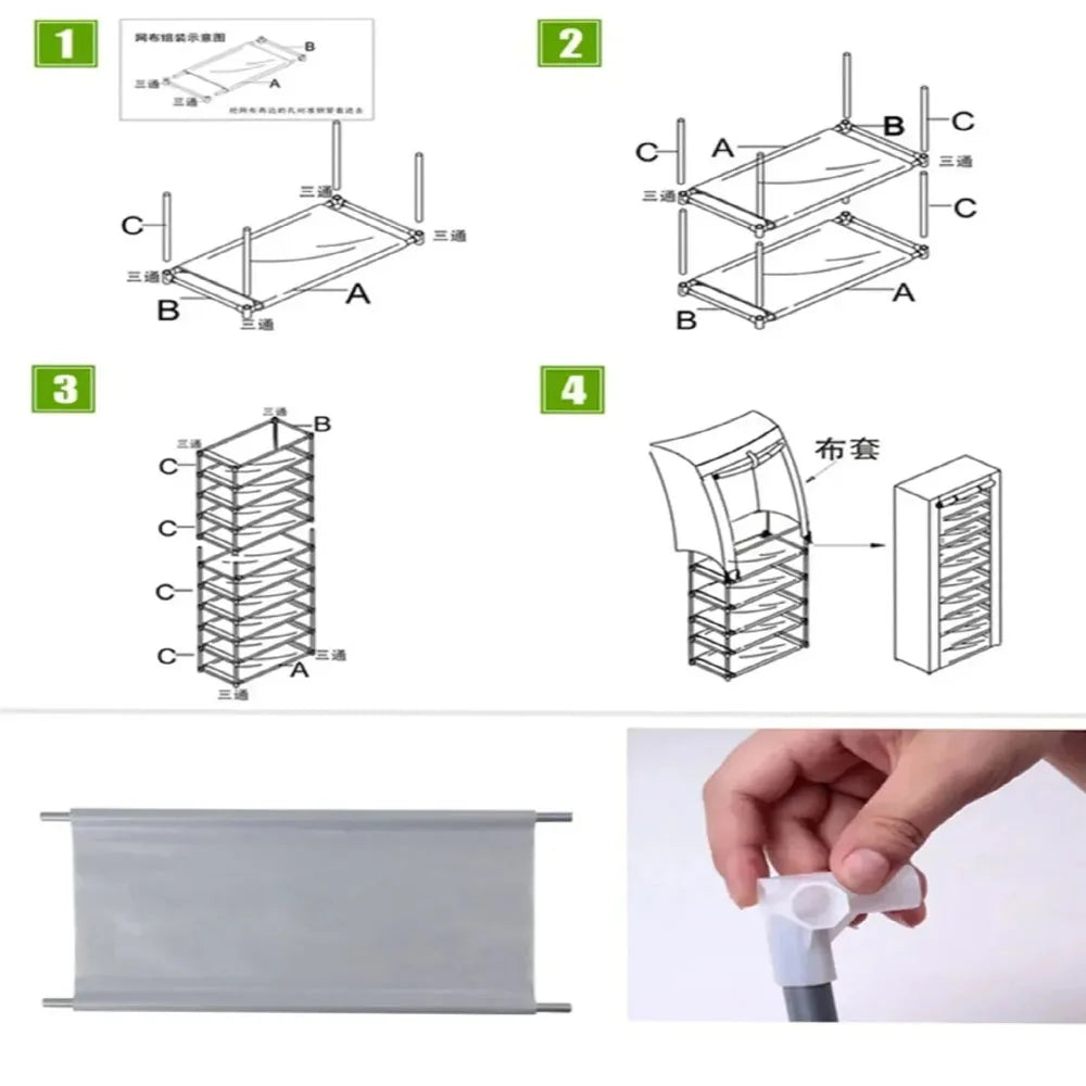 Dustproof Shoe Storage Rack – Multilayer Nonwoven Organizer Cabinet, Space-Saving Shoe Shelf for Home & Hallway