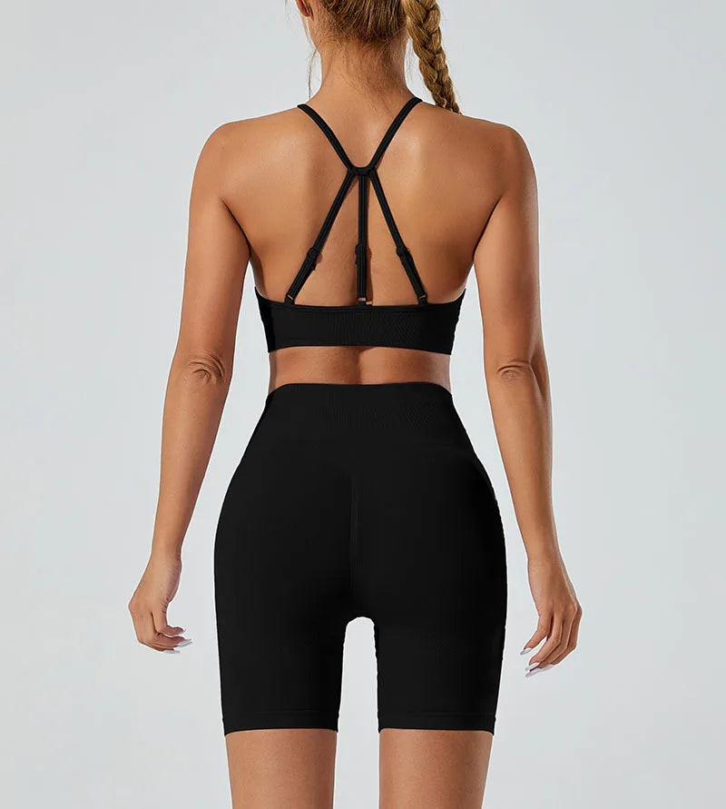 Women’s Shockproof Fitness Sports Bra – Push-Up Crop Top for Gym, Yoga & Workout