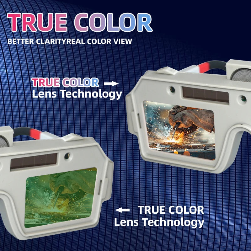Auto-Darkening Welding Goggles - Solar Powered MMA TIG MIG Arc Welding Safety Glasses