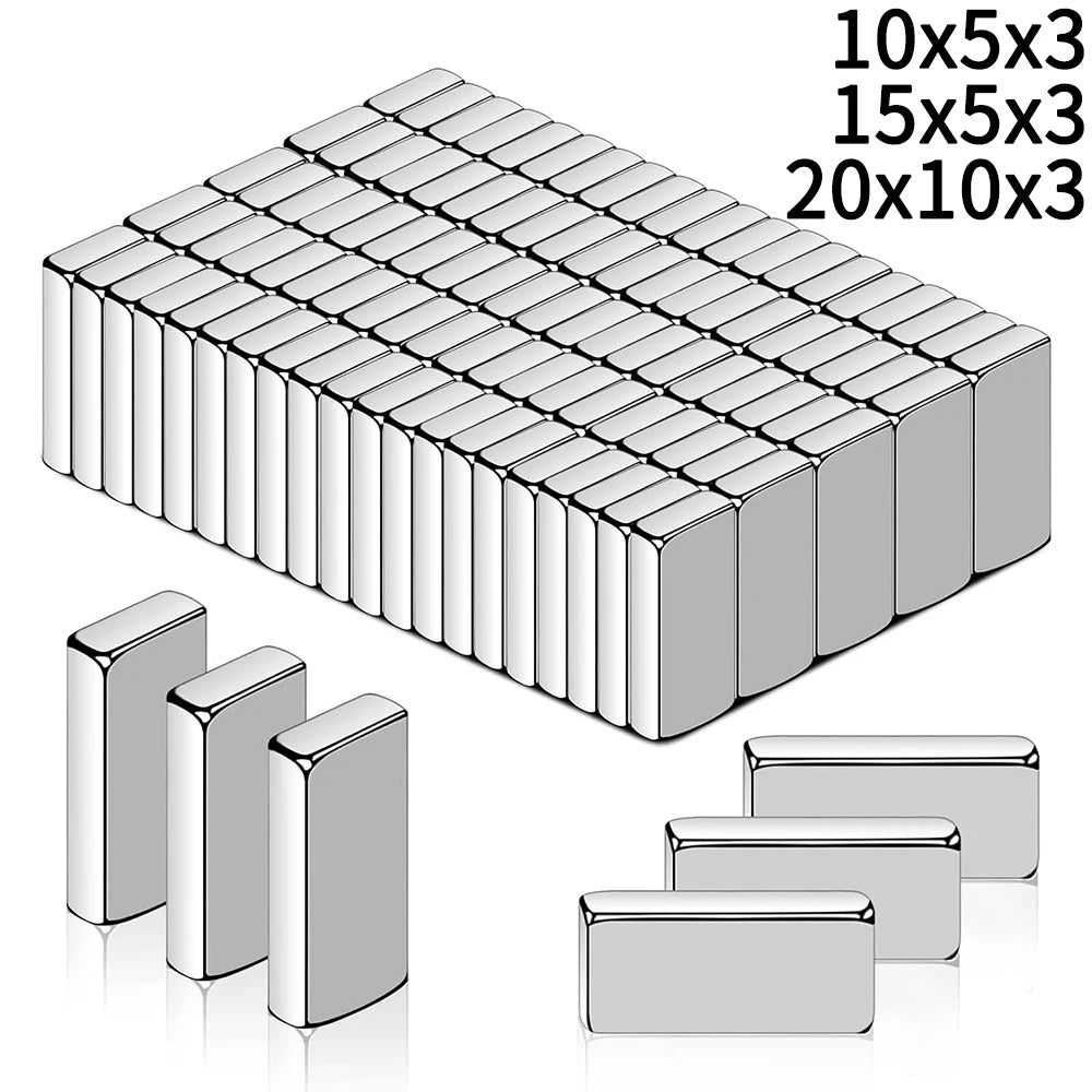 Super Strong Square Block Magnets Set - 20-100 PCS Powerful Neodymium Magnets for DIY & Refrigerator Use