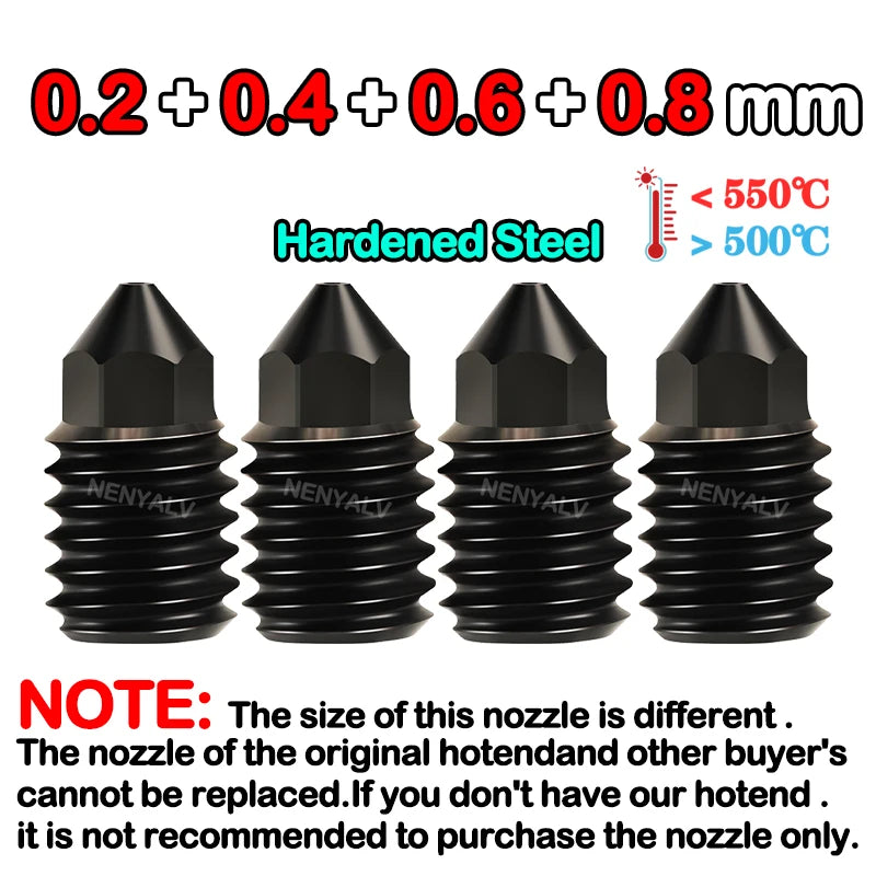Bambu Lab A1 Mini Hardened Steel Hotend Kit - 0.2 0.4 0.6 0.8mm Nozzle Replacement Accessory for 3D Printer