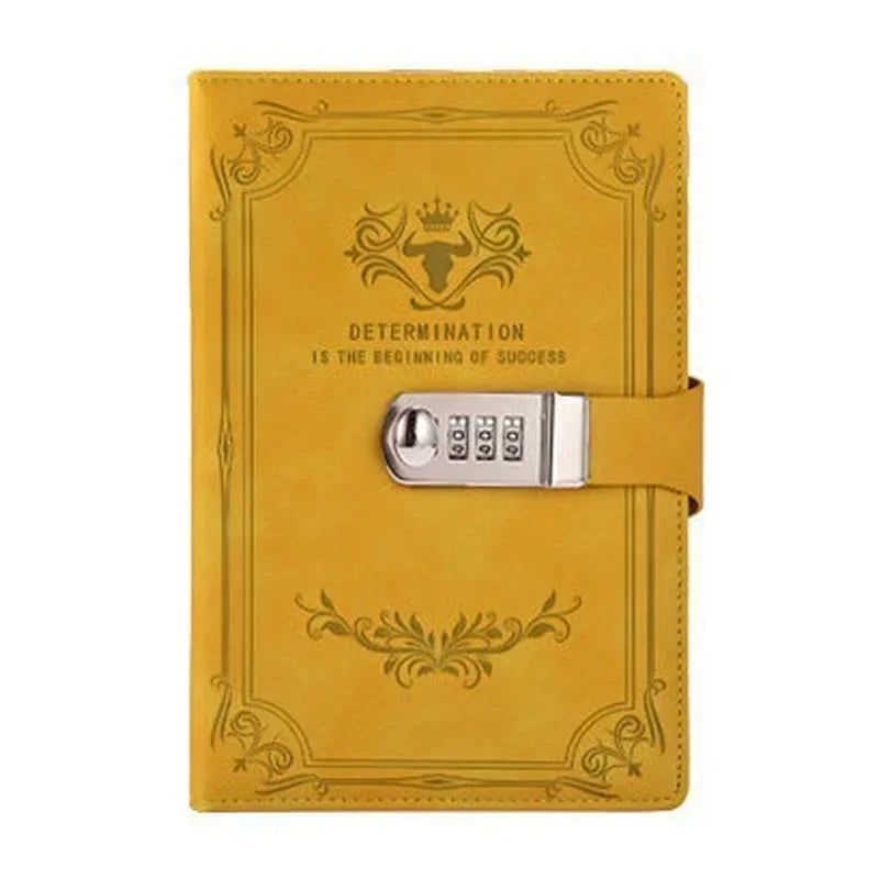 A5 Retro Password Book with Lock – 200 Pages Thick Creative Diary & Student Notepad Notebook
