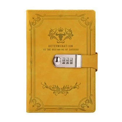 A5 Retro Password Book with Lock – 200 Pages Thickened Diary Notebook, Creative Student Stationery Ledger Binder Organizer