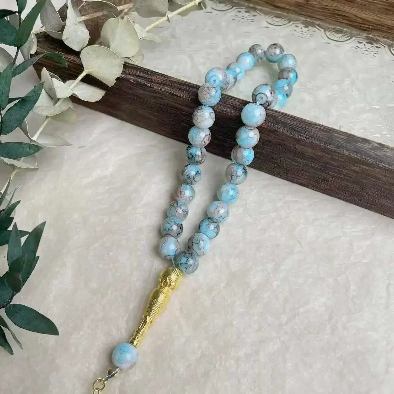 10mm 33pcs Glass Tassel Islamic Rosary Bracelet – Turkish Muslim Tasbih Prayer Beads Jewelry for Women Allah Mohammed Spiritual Gift