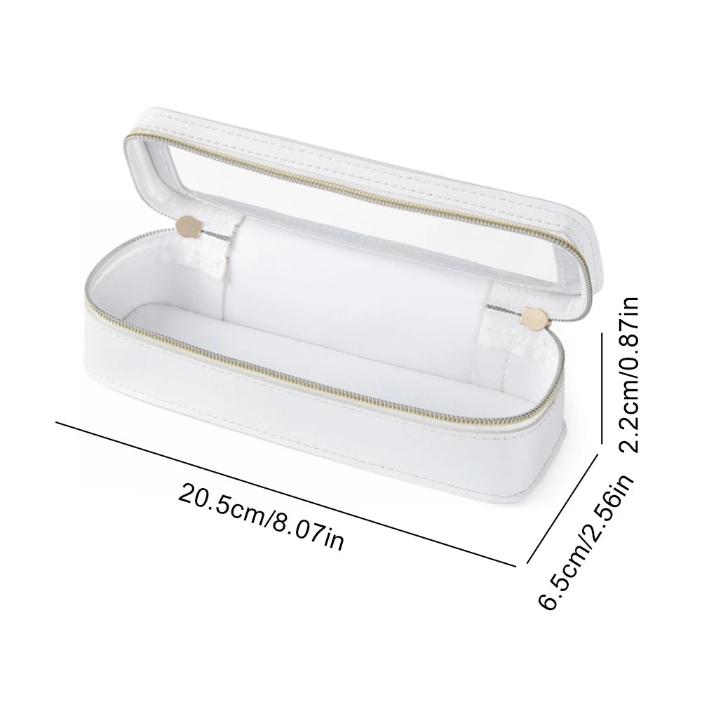 Women’s PU Transparent Makeup Brush Bag – Dual Zipper Travel Cosmetic Brush Holder Case