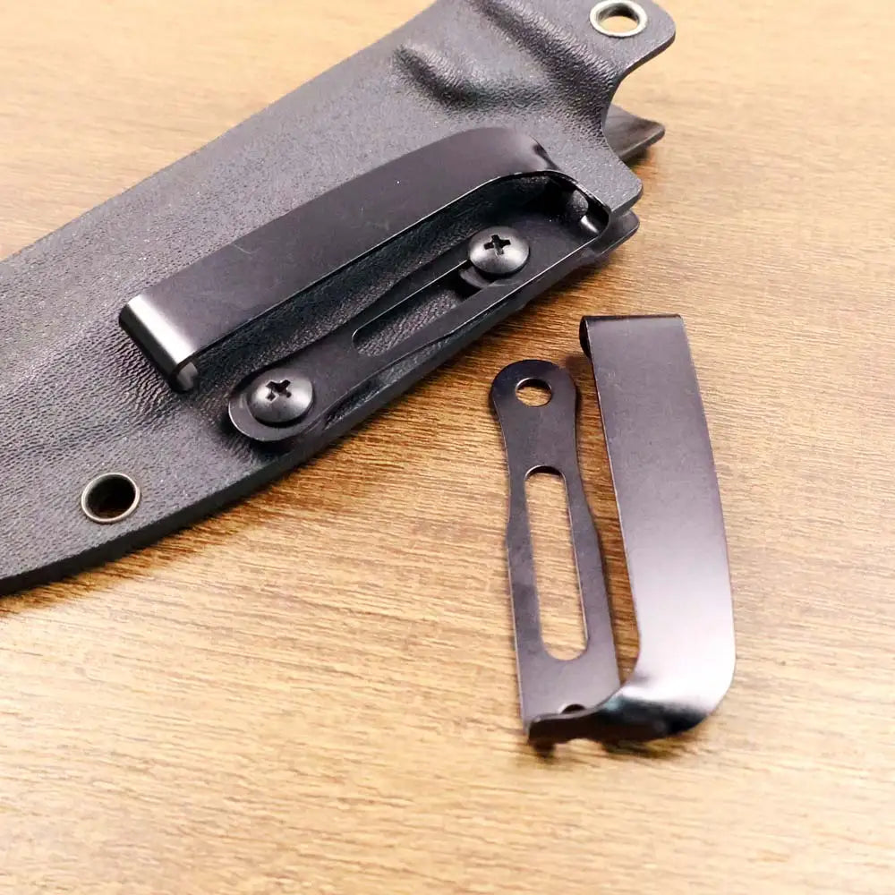 Slotted Belt Clip Buckle for Kydex Sheath – Black/Stonewashed EDC Holster Belt Loop Clamp with Mounting Screws