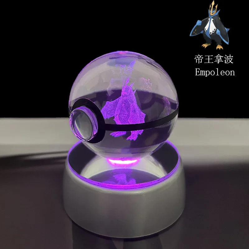 Pokemon Crystal Ball Night Light – Pikachu, Gengar, Eevee, Mewtwo & Lucario LED Pokeball, Kids Birthday Gift & Home Decor