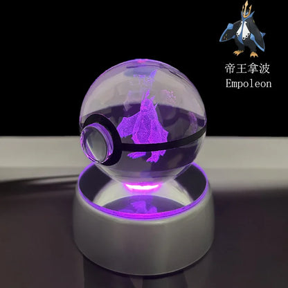 Pokemon Crystal Ball Night Light – Pikachu, Gengar, Eevee, Mewtwo & Lucario LED Pokeball, Kids Birthday Gift & Home Decor