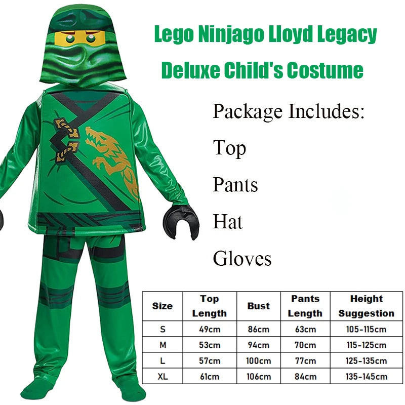 2024 New Arrival Kids Ninja Lloyd Costume – Hidden Warrior Kai Outfit, Fancy Dress Up for Boys & Halloween