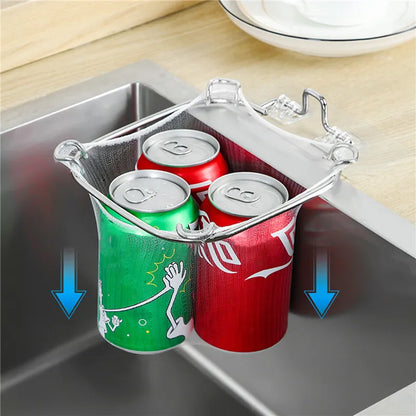 Stainless Steel Kitchen Sink Filter - Drain Rack with Mesh Bag Stand, Corner Waste Garbage Net Shelf, Sink Strainer