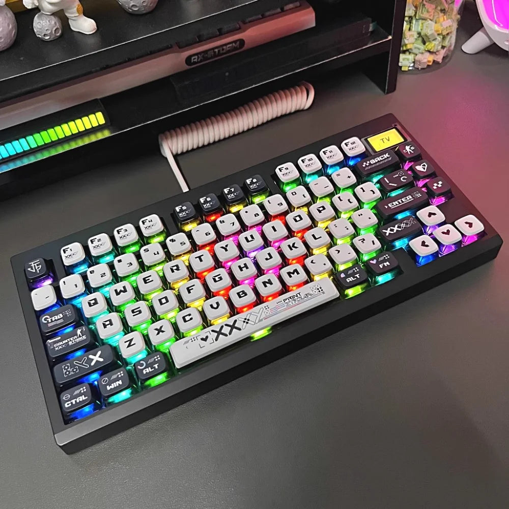 Doomsday Crossing 125-Key Keycap Set - Translucent Pudding PBT+PC Keycaps for MX Switch Mechanical Keyboards