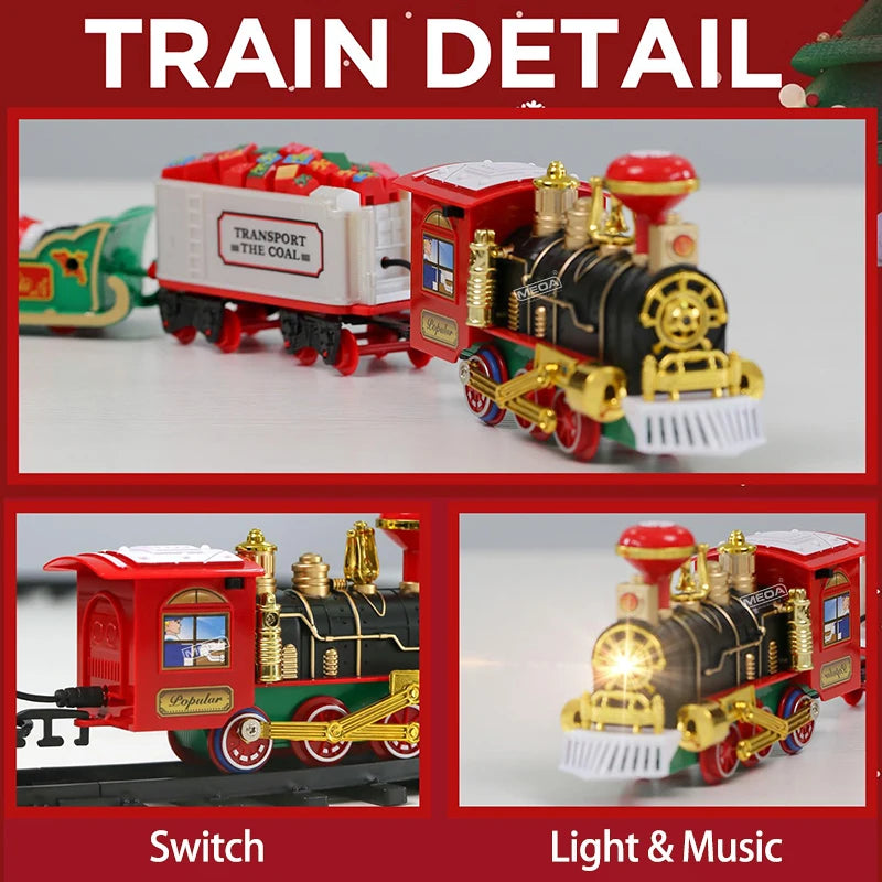 Battery Operated Railway Train with Sound & Light – Electric Christmas Tree Top Star Track Toy for Kids