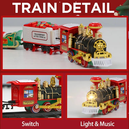 Battery Operated Railway Train with Sound & Light – Electric Christmas Tree Top Star Track Toy for Kids