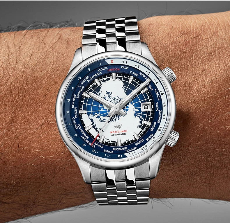 WM Welly Merck Automatic Mechanical Men’s Watch — High-Quality Sapphire, World Time, WM057 Luxury Timepiece