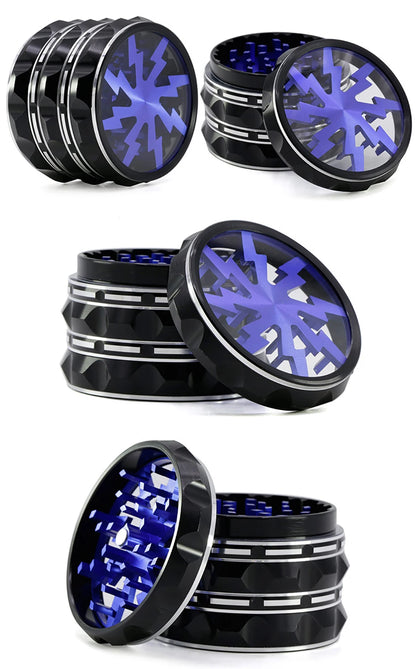 60mm 4-Part Aluminum Herb Grinder – Metal Spice Mill with Transparent Skylight for Tobacco & Smoking Accessories