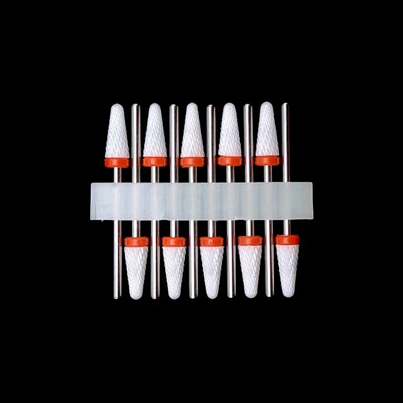 10PCS Ceramic Nail Drill Bits - Rotary Milling Cutters for Gel Polish Removal & Nail Grinding Machine Accessories
