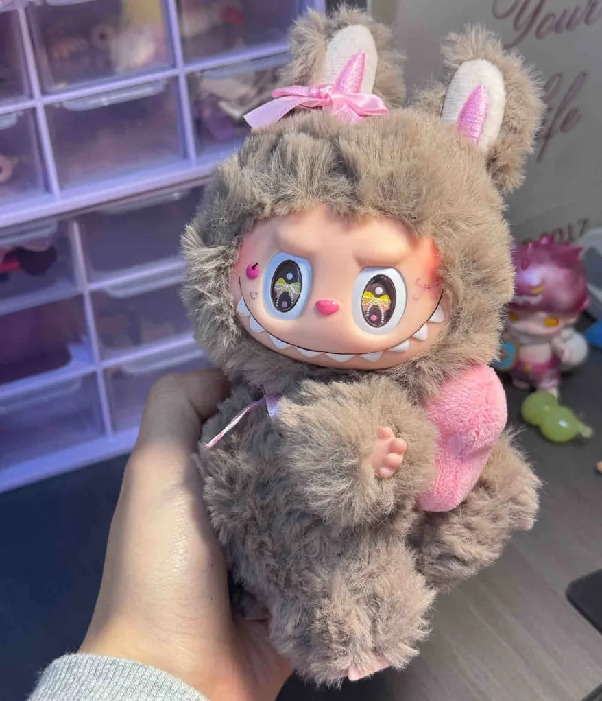 17cm Pop Labubu Pink Leader Butterfly Eye Angel Vinyl Doll Pendant — Cute Zimomo Ornament, Holiday Gift Toy