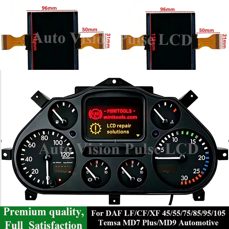 Tem-sa MD7 Plus LCD Display - Dashboard Instrument Cluster for DAF LF, CF, XF Trucks
