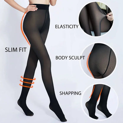 Thick Fleece-Lined Winter Leggings – Women’s Warm Polar Tights, Skin-Effect Pantyhose & Fake Translucent Wool Pants