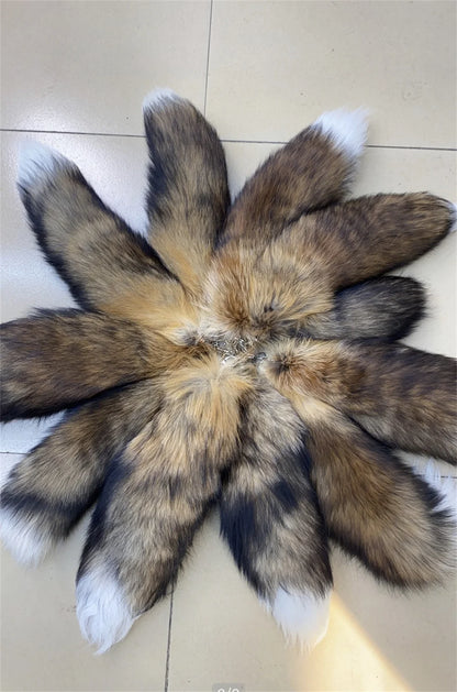 Natural Fox Fur Tail Keychain – 40cm Furry Racoon Bag Charm & Fluffy Keyring Accessory for Women